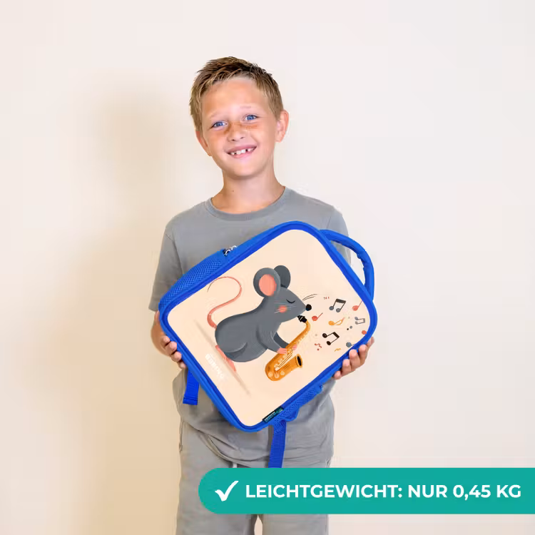 Kinderrucksack - Blau - Maus - Saxophon - Musik — 4