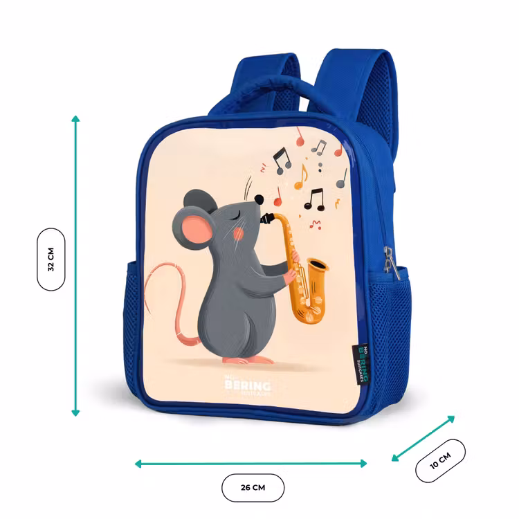 Kinderrucksack - Blau - Maus - Saxophon - Musik — 6