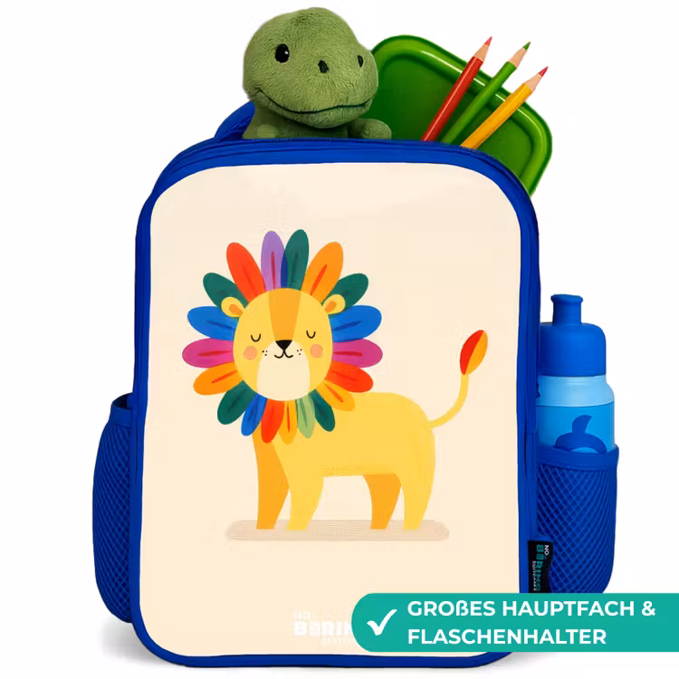 Kinderrucksack - Blau - Löwe - Mähne - Farbenfroh — 3