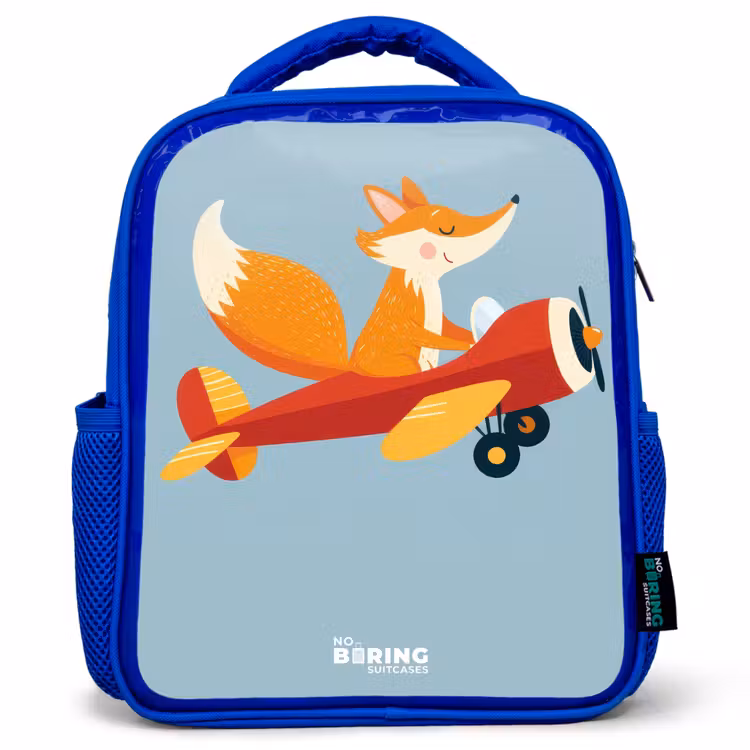 Kinderrucksack - Blau - Fuchs - Flugzeug - Fliegen — 1