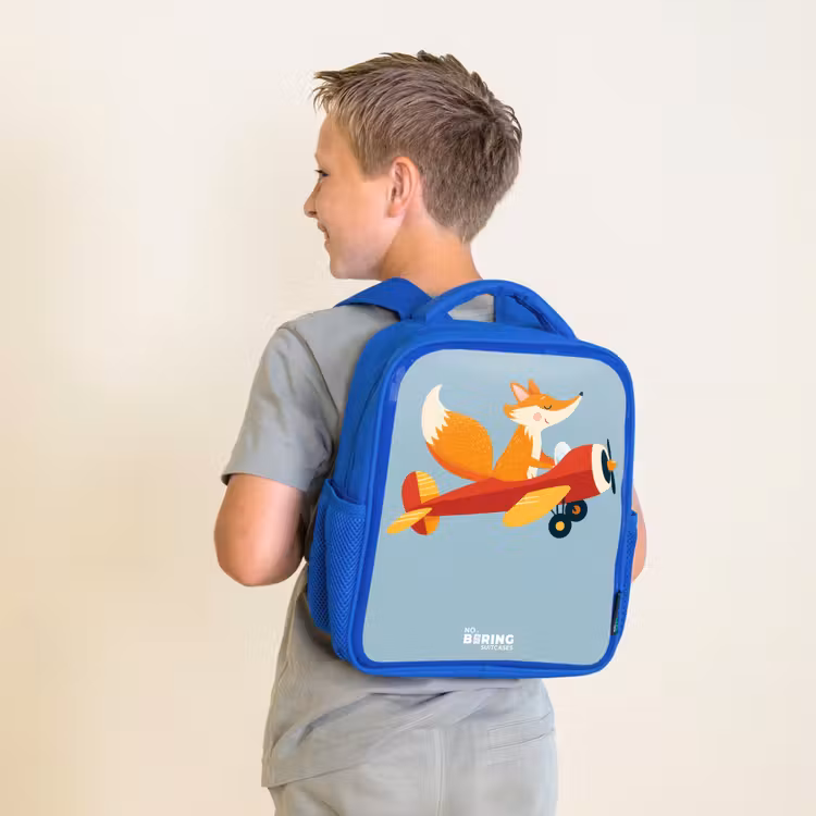 Kinderrucksack - Blau - Fuchs - Flugzeug - Fliegen — 2