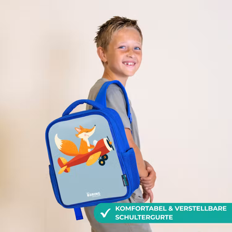 Kinderrucksack - Blau - Fuchs - Flugzeug - Fliegen — 5