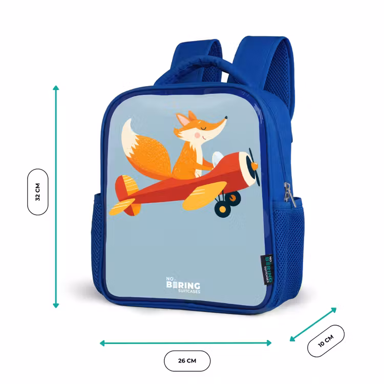 Kinderrucksack - Blau - Fuchs - Flugzeug - Fliegen — 6