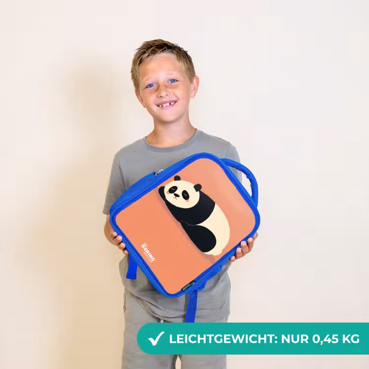 Kinderrucksack - Blau - Panda - Schlafend - Orange — 4