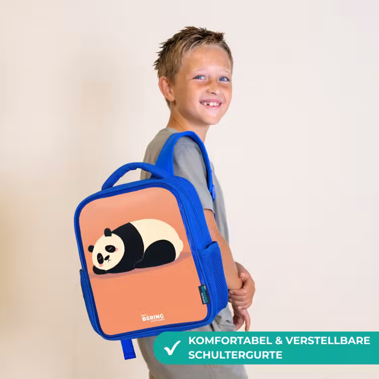 Kinderrucksack - Blau - Panda - Schlafend - Orange — 5