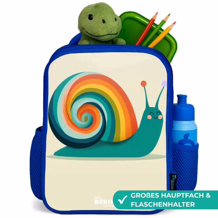 Kinderrucksack - Blau - Schnecke - Regenbogen - Farbenfroh — 3