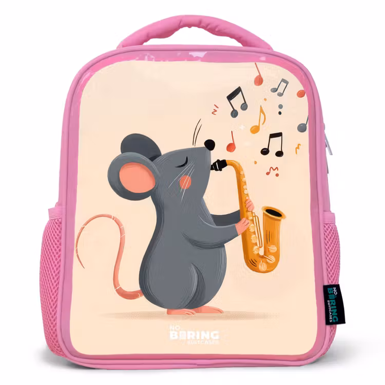 Kinderrucksack - Rosa - Maus - Saxophon - Musik — 1