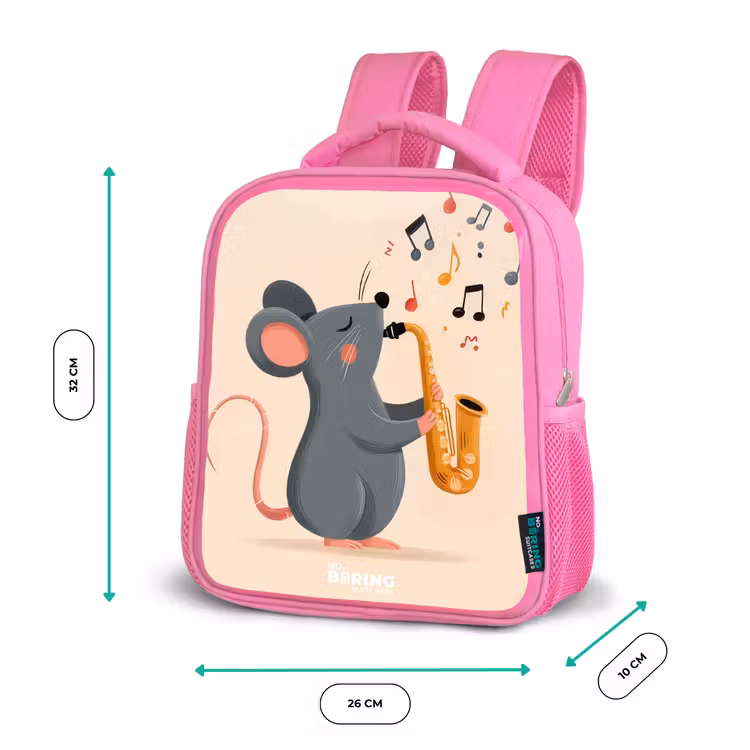 Kinderrucksack - Rosa - Maus - Saxophon - Musik — 2