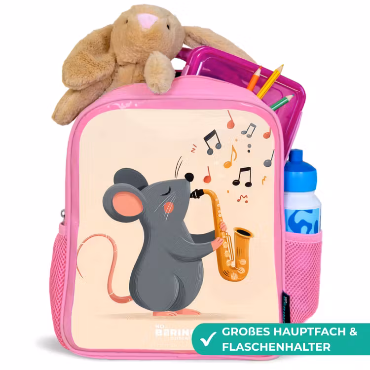Kinderrucksack - Rosa - Maus - Saxophon - Musik — 3