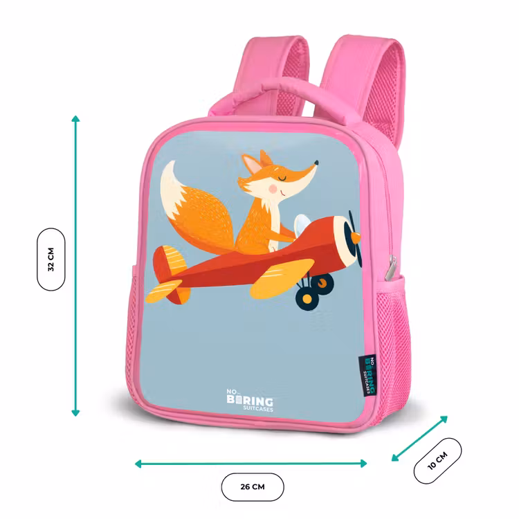 Kinderrucksack - Rosa - Fuchs - Flugzeug - Fliegen — 2