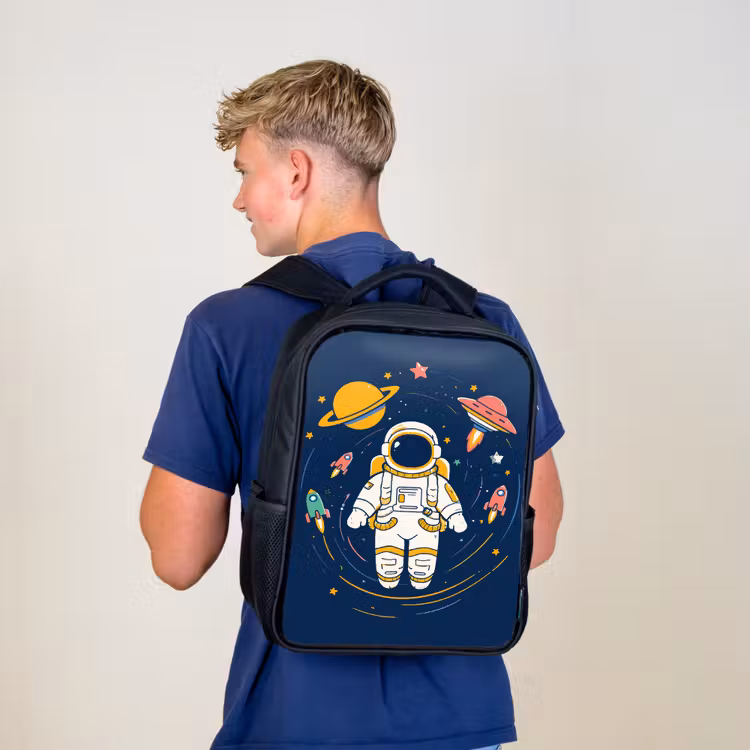 Kinderrucksack - Schwarz - Astronaut - Planeten - Rakete — 3