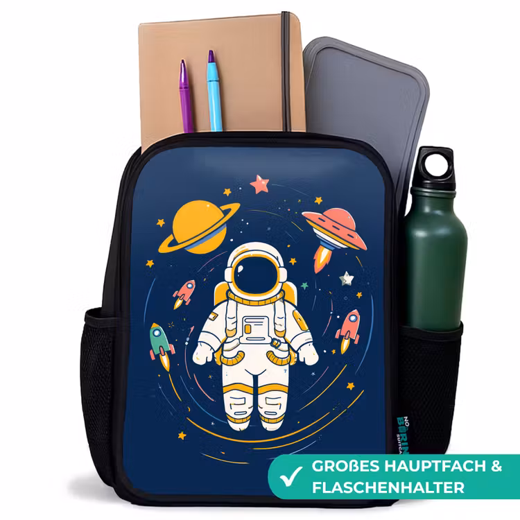Kinderrucksack - Schwarz - Astronaut - Planeten - Rakete — 8