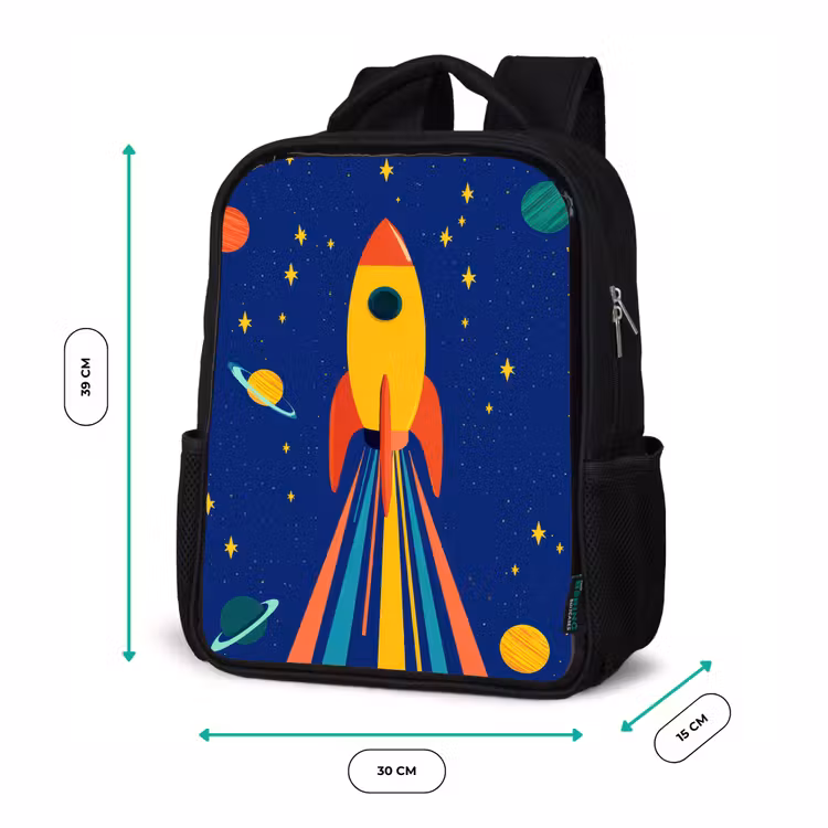 Kinderrucksack - Schwarz - Bunt - Rakete - Weltraum — 6