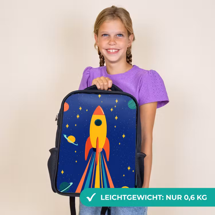 Kinderrucksack - Schwarz - Bunt - Rakete - Weltraum — 7