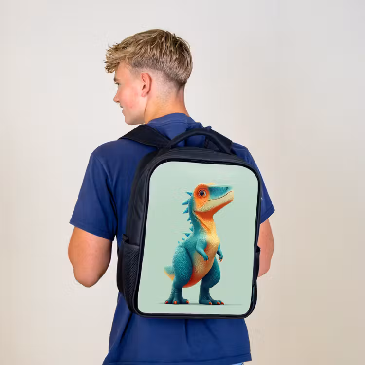 Kinderrucksack - Schwarz - Cartoon - Dino - Orange - Kegelspiel — 3