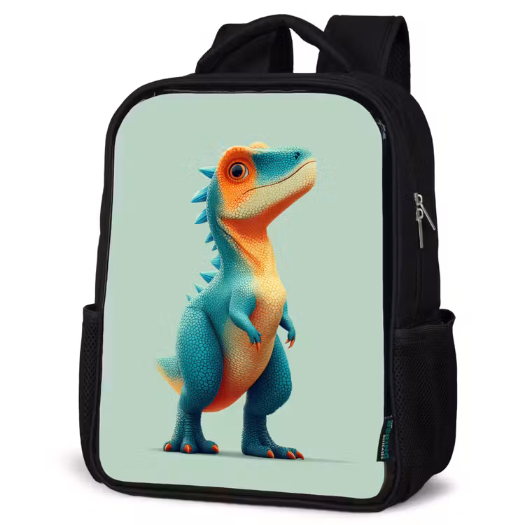 Kinderrucksack - Schwarz - Cartoon - Dino - Orange - Kegelspiel — 4