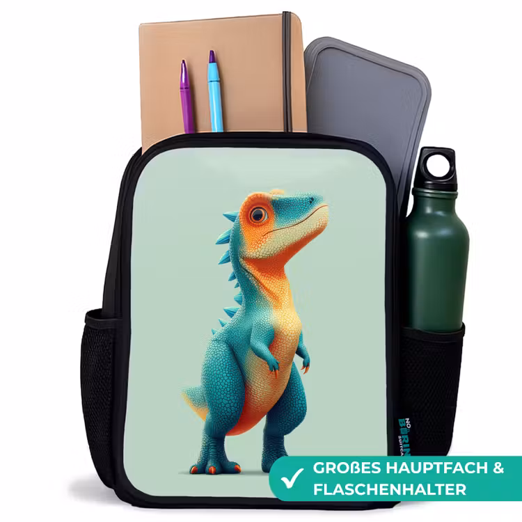 Kinderrucksack - Schwarz - Cartoon - Dino - Orange - Kegelspiel — 8