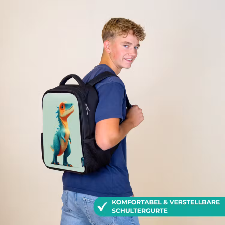 Kinderrucksack - Schwarz - Cartoon - Dino - Orange - Kegelspiel — 9