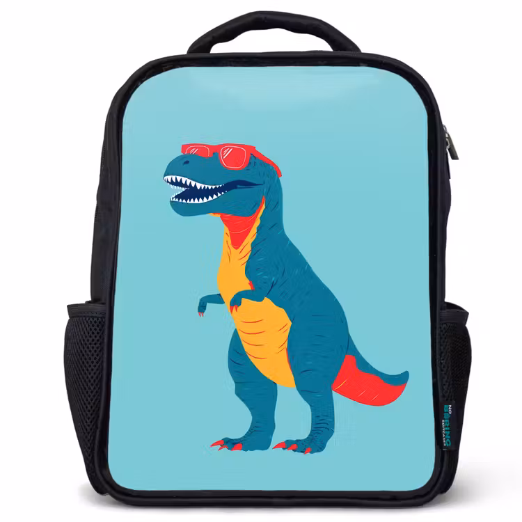 Kinderrucksack - Schwarz - Dinosaurier - Blau - Sonnenbrille — 1