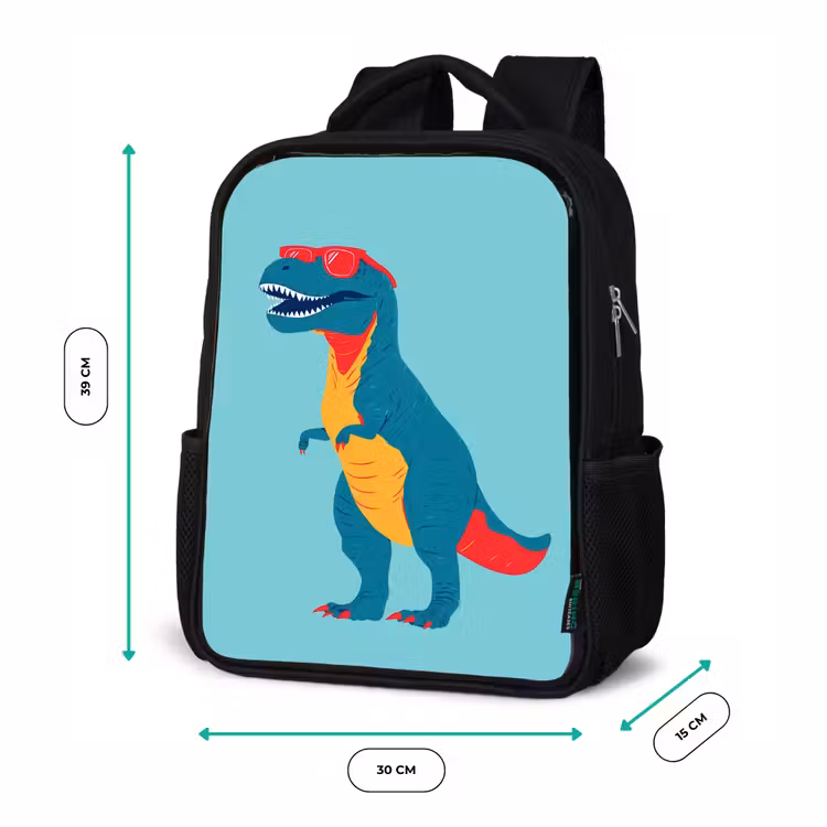 Kinderrucksack - Schwarz - Dinosaurier - Blau - Sonnenbrille — 6