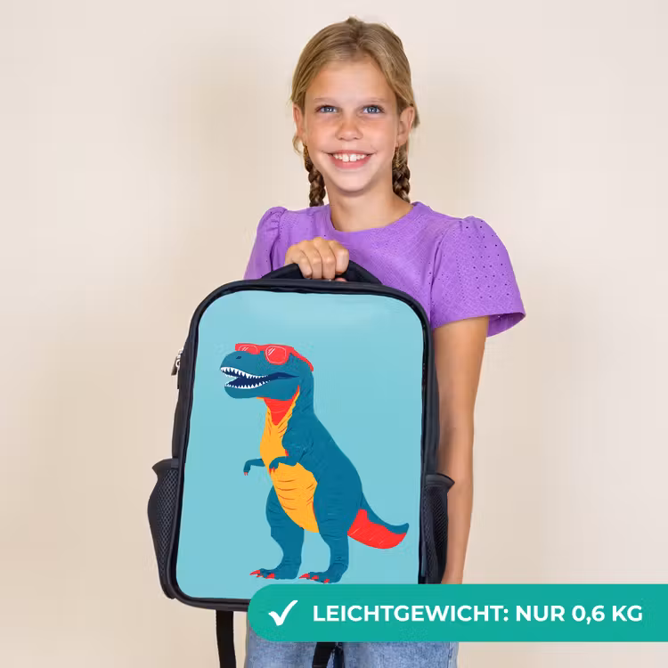 Kinderrucksack - Schwarz - Dinosaurier - Blau - Sonnenbrille — 7