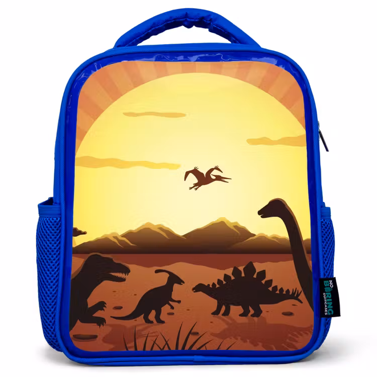 Kinderrucksack - Blau - Dino - Sonne - Natur - Zeichnung - Kinder - Jungen — 1