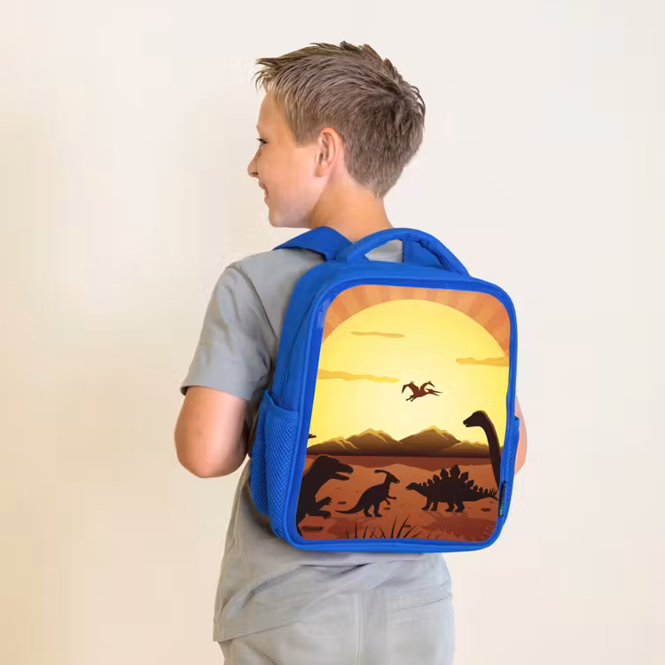 Kinderrucksack - Blau - Dino - Sonne - Natur - Zeichnung - Kinder - Jungen — 2