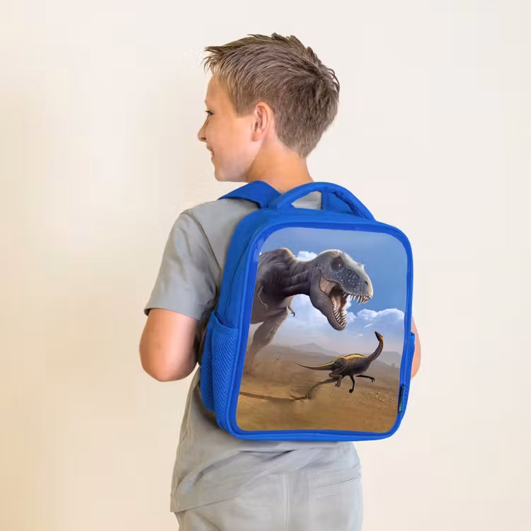 Kinderrucksack - Blau - Dino - Wildtiere - Zeichnung - Kinder - Jungen — 2