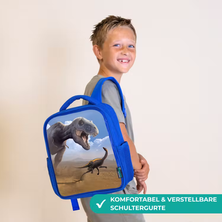 Kinderrucksack - Blau - Dino - Wildtiere - Zeichnung - Kinder - Jungen — 5