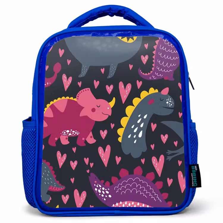 Kinderrucksack - Blau - Dinosaurier - Kind - Muster - Rosa - Mädchen — 1