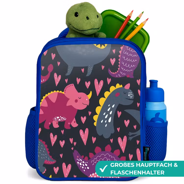 Kinderrucksack - Blau - Dinosaurier - Kind - Muster - Rosa - Mädchen — 3