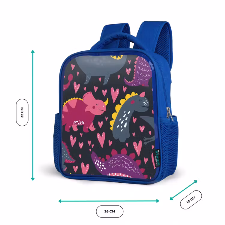 Kinderrucksack - Blau - Dinosaurier - Kind - Muster - Rosa - Mädchen — 6