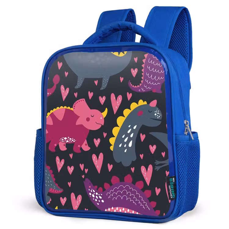 Kinderrucksack - Blau - Dinosaurier - Kind - Muster - Rosa - Mädchen — 7