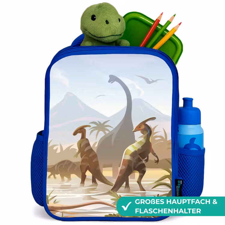Kinderrucksack - Blau - Dinosaurier - Landschaft - Tropisch - Kinder - Jungen — 3