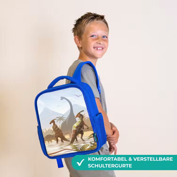 Kinderrucksack - Blau - Dinosaurier - Landschaft - Tropisch - Kinder - Jungen — 5
