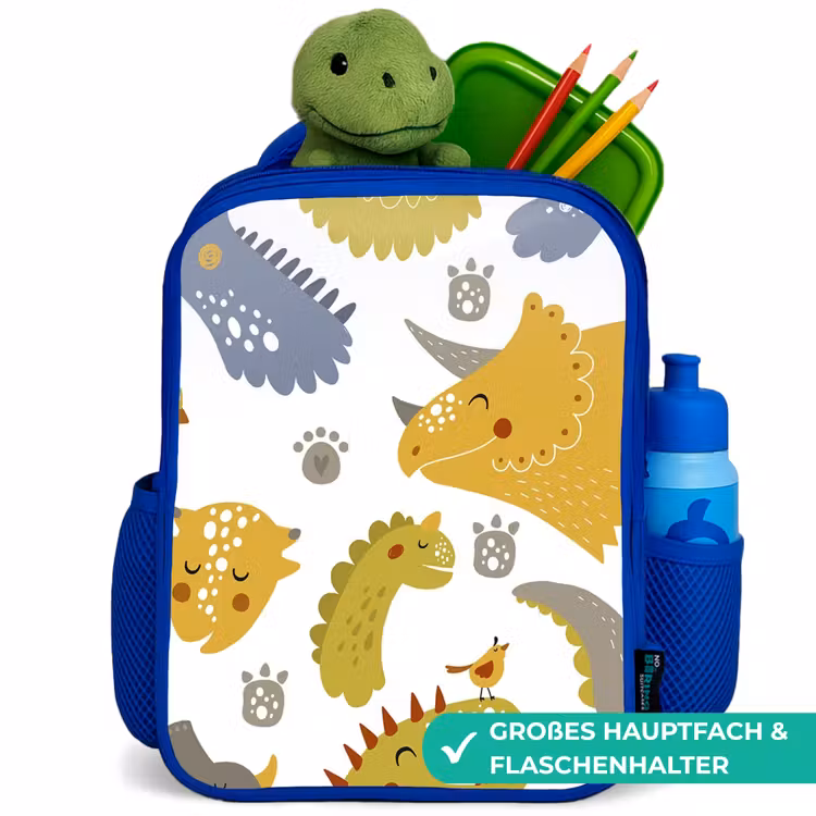 Kinderrucksack - Blau - Dinosaurier - Muster - Jungen - Dino - Kinder — 3