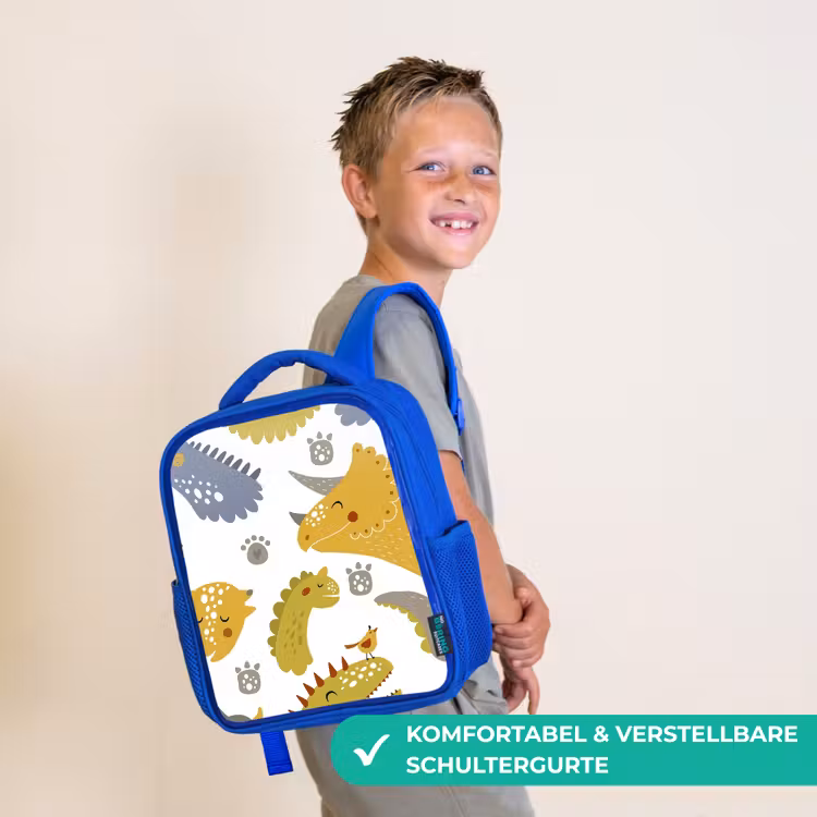 Kinderrucksack - Blau - Dinosaurier - Muster - Jungen - Dino - Kinder — 5