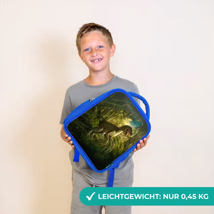 Kinderrucksack - Blau - Dinosaurier - Pflanzen - Grün - Illustration - Kinder - Jungen — 4