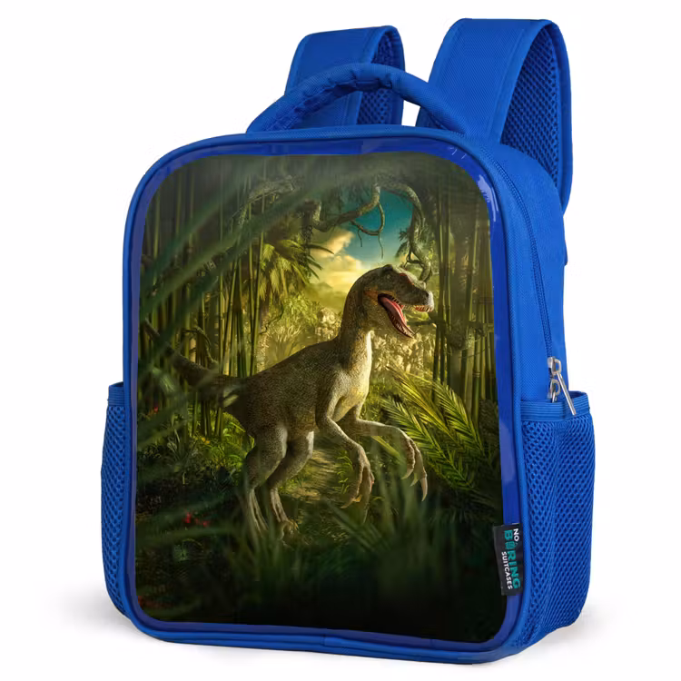 Kinderrucksack - Blau - Dinosaurier - Pflanzen - Grün - Illustration - Kinder - Jungen — 7