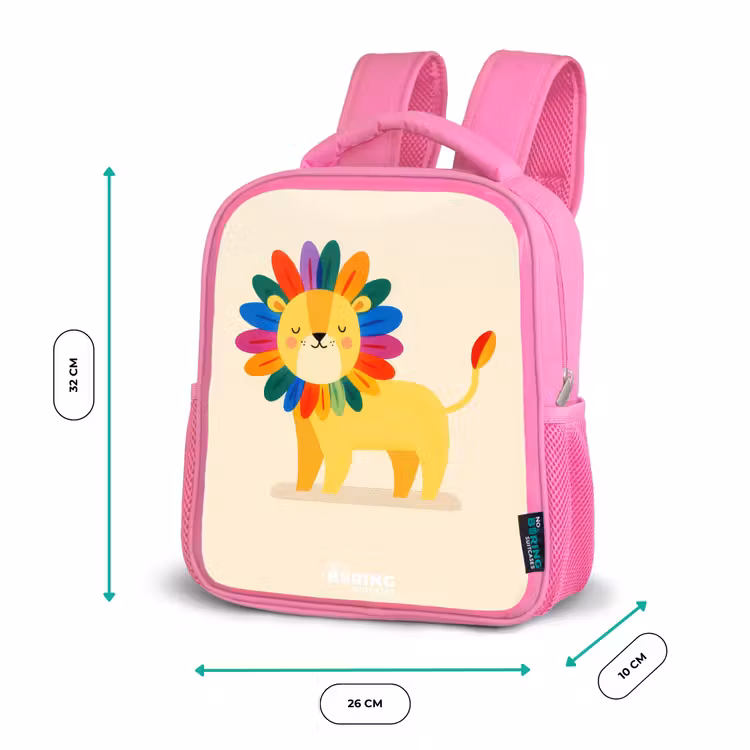 Kinderrucksack - Rosa - Löwe - Mähne - Farbenfroh — 2