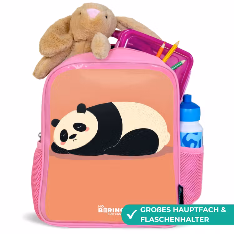 Kinderrucksack - Rosa - Panda - Schlafend - Orange — 3
