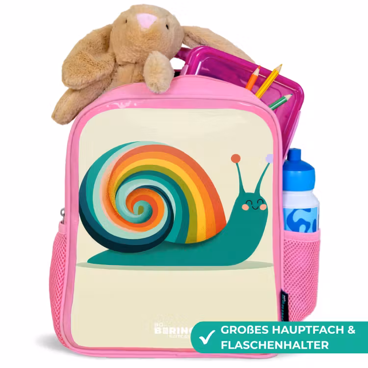 Kinderrucksack - Rosa - Schnecke - Regenbogen - Farbenfroh — 3