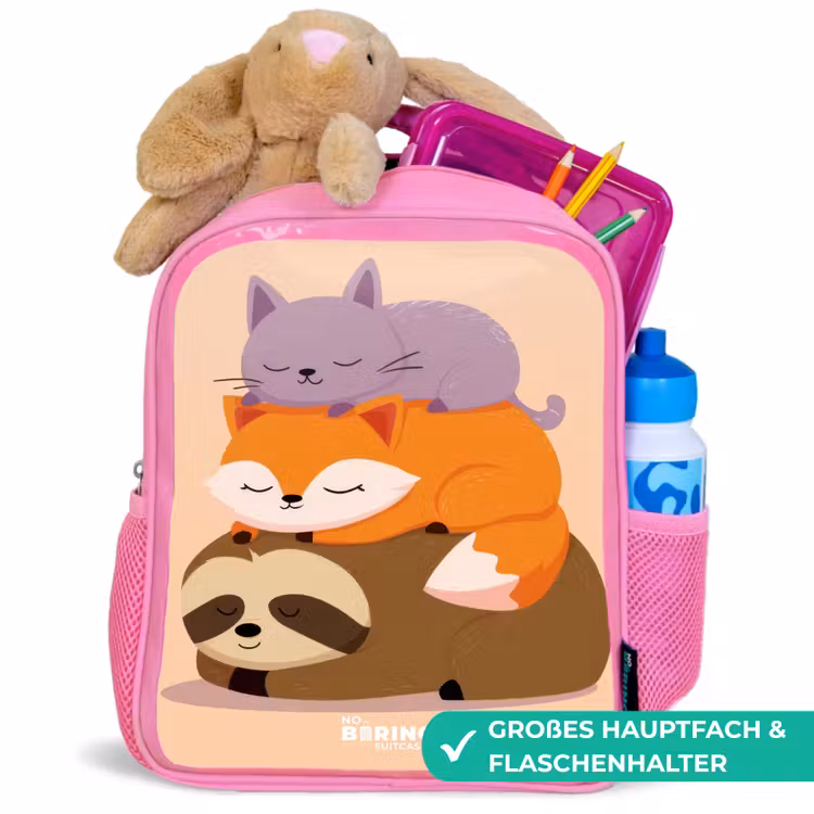 Kinderrucksack - Rosa - Tiere - Schlafen - Gemeinsam — 3