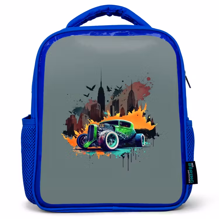 Kinderrucksack - Blau - Auto in Geisterstadt — 1