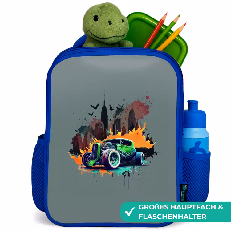 Kinderrucksack - Blau - Auto in Geisterstadt — 3