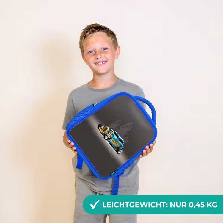 Kinderrucksack - Blau - Blaues Auto mit grauen Flammen — 4