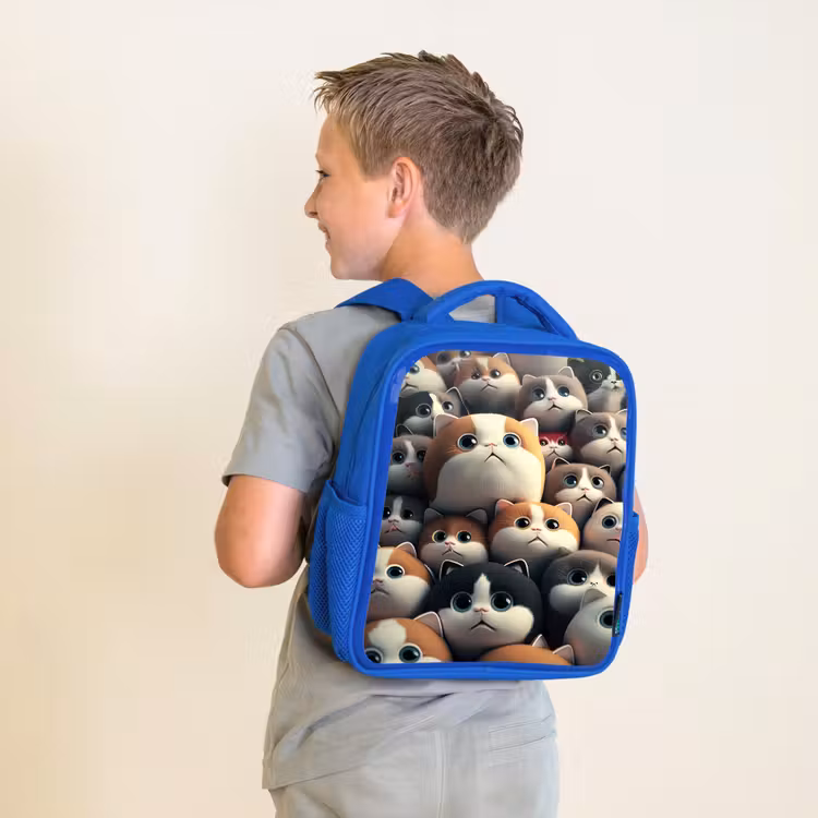 Kinderrucksack - Blau - Patches Katzen — 2