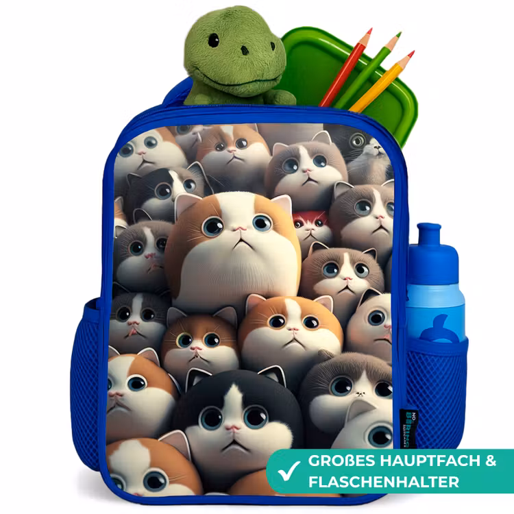 Kinderrucksack - Blau - Patches Katzen — 3