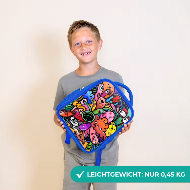 Kinderrucksack - Blau - Fröhliches Monster-Chaos — 4