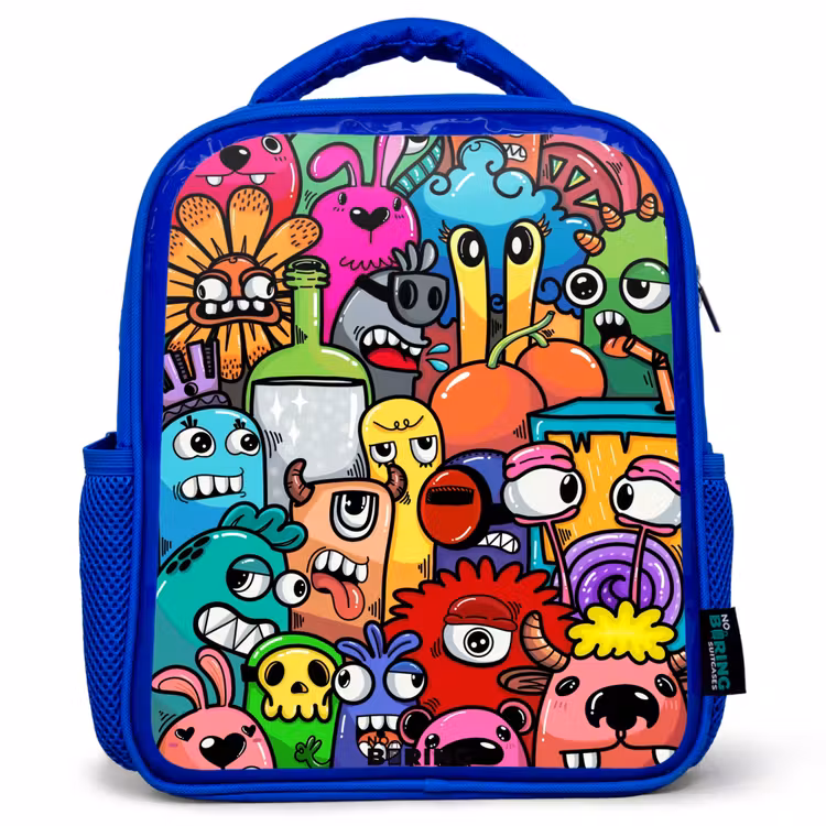 Kinderrucksack - Blau - Knallbunte Monster — 1